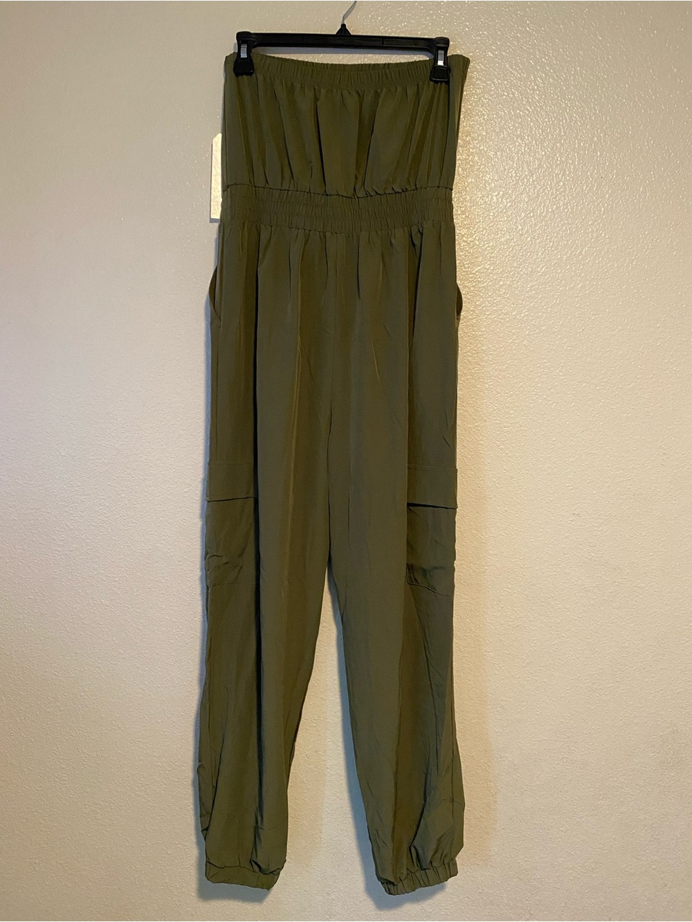 Urban Girl Strapless Olive Wide-Leg Cargo Jumpsuit Size M - Picture 5 of 11